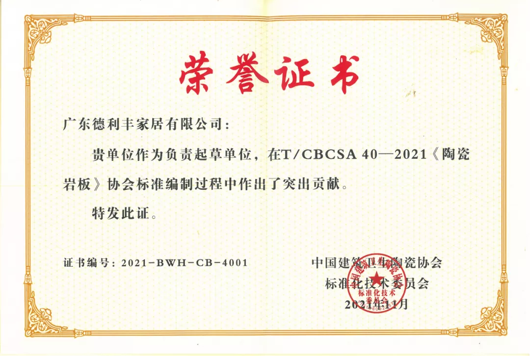 再鑲榮耀 | 德利豐為巖板標準起草作貢獻，榮膺“2021年度標準制定先進單位”(圖4)